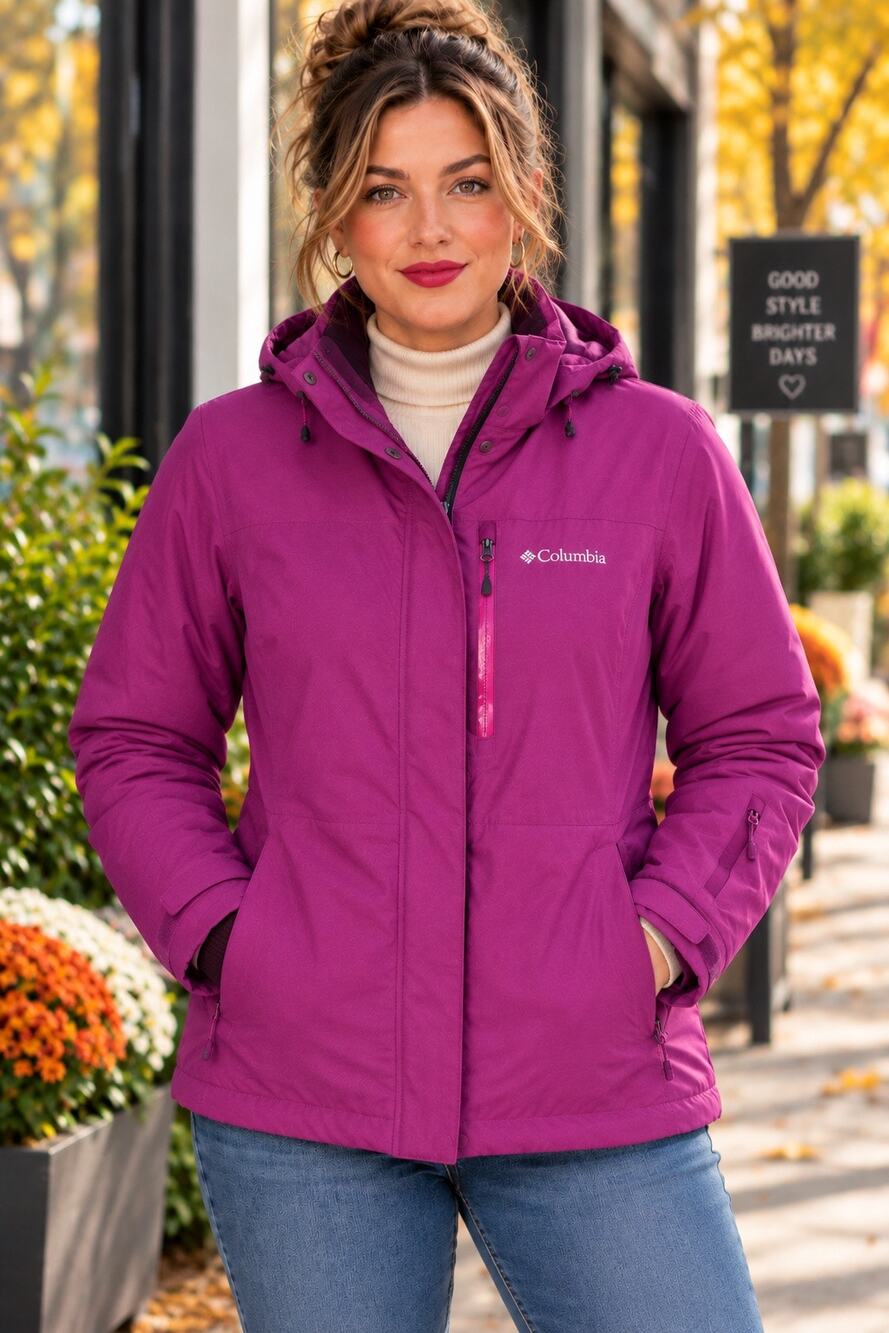 Columbia Omni-Heat Women’s Purple Insulated Hooded Jacket Size M